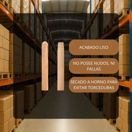 Cabo De Madera Marrón Claro Rosca 1.2m - - Imagen 3
